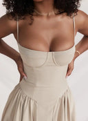 New Fashion Sexy Backless One Cut Collar Strap Dress