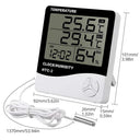 Electronic Temperature Humidity Meter with Clock Indoor Outdoor Weather Station