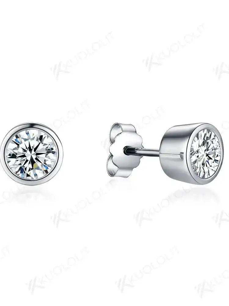 Moissanite Stud Earrings in Sterling Silver Kuololit — product view 4