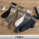 Harajuku Vibes: 7-Pack Retro Striped Tube Socks Set