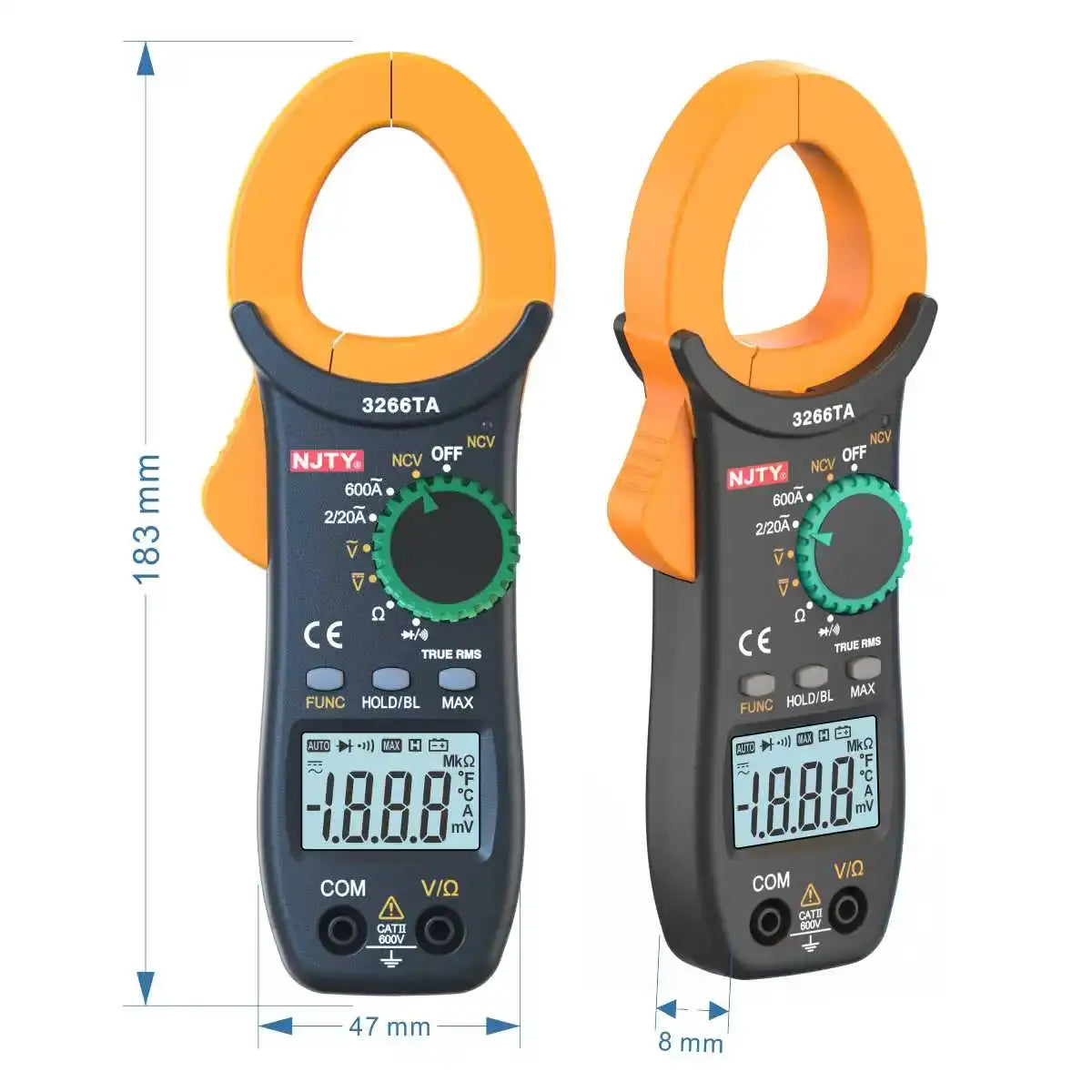 Digital Clamp Meter Tester, Clamp Multimeter Voltage Tester Auto-Ranging, Measures Current Voltage Resistance Diodes Continuity