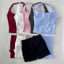 Gym Set Women Backless Halter High Waist Seamless