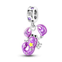 Silver Plated Purple Charm Flower