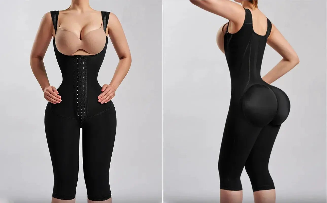 Colombian Shapewear Mid Length With Crotch Zipper Straps