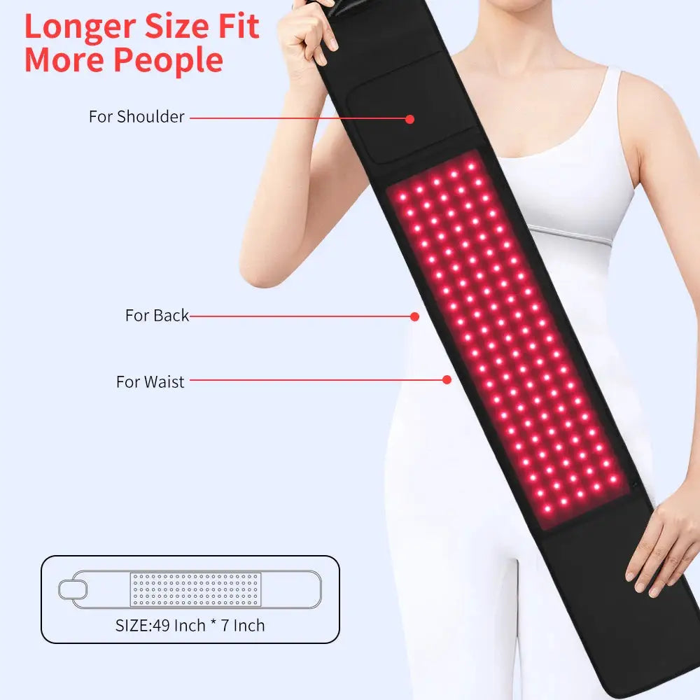 Red Light Belt Infrared Light Wrap for Body Pain Relief for Waist Back Stomach Muscle Repair, Decrease Inflammation, Speed Heal