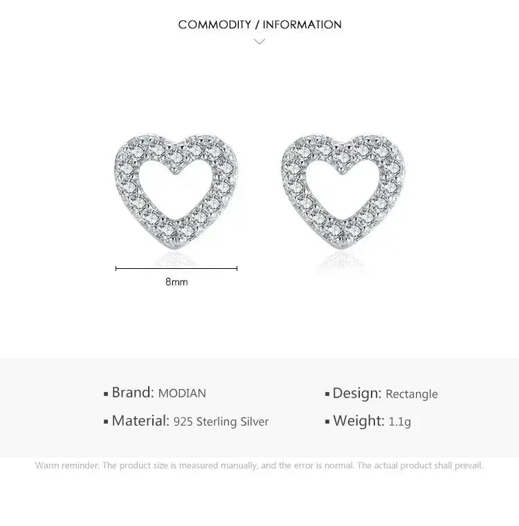 Sterling Heart Stud Earrings for Women — product view 10