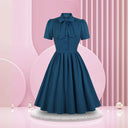 Preppy Bow Lapel Maxi Dress