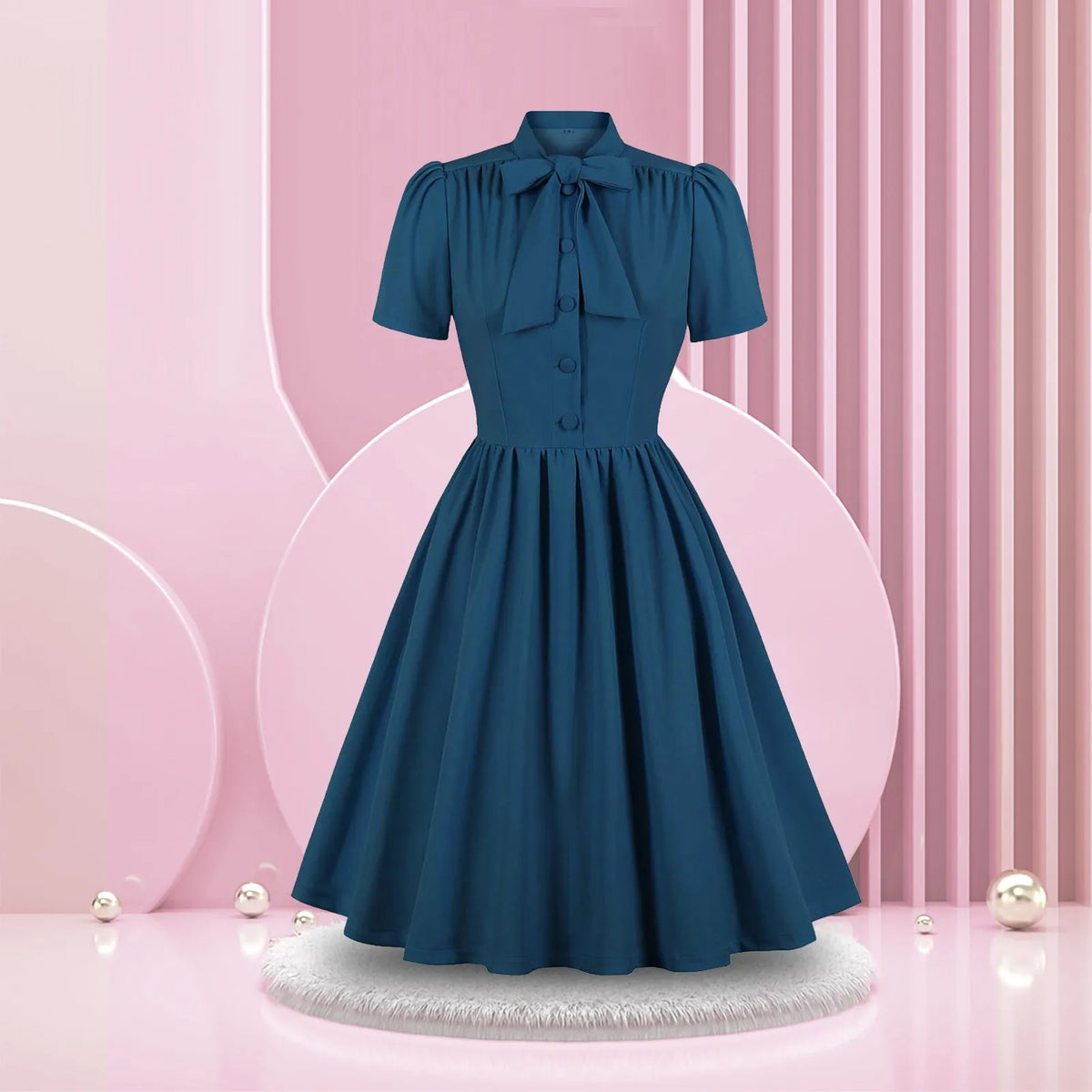 Preppy Bow Lapel Maxi Dress