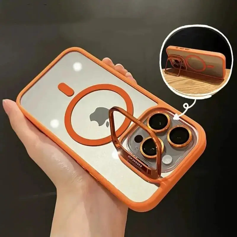 Luxury Magnetic Shockproof Phone Case For iPhone 16 15 14 13 12 17 18 Pro Max For Magsafe Funda Stand Glass Lens Protector Cover
