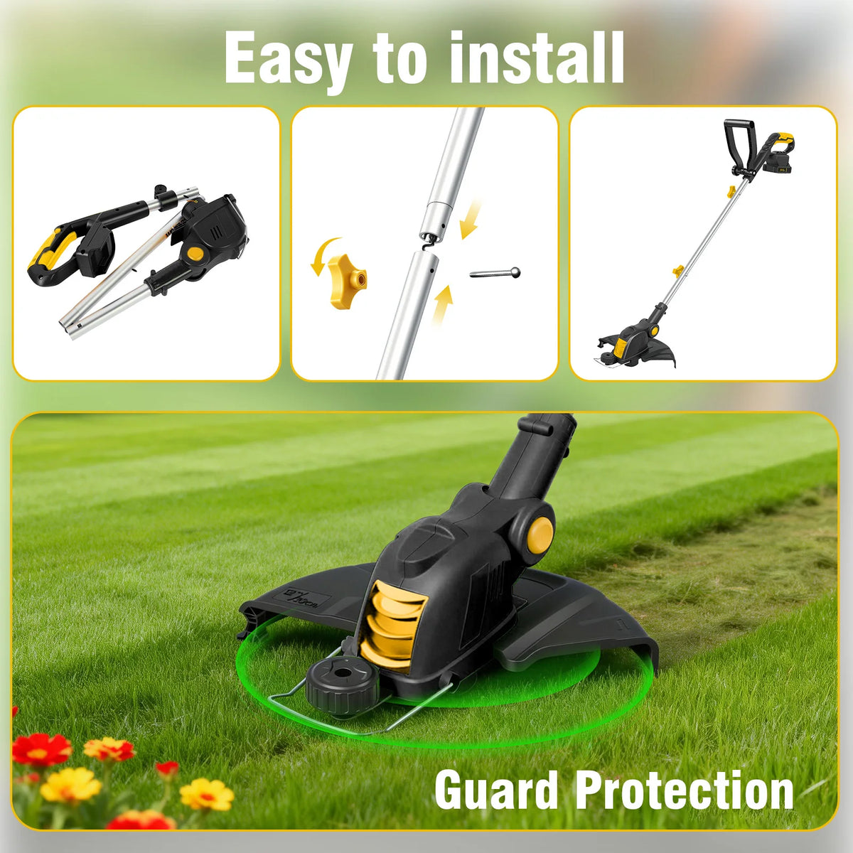 Cordless String Trimmer ° Rotatable Electric Lawn Mower — product view 7