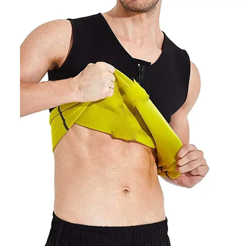Mens Fitness Sauna Suit Waist Trainer Slimming Sweat Vest