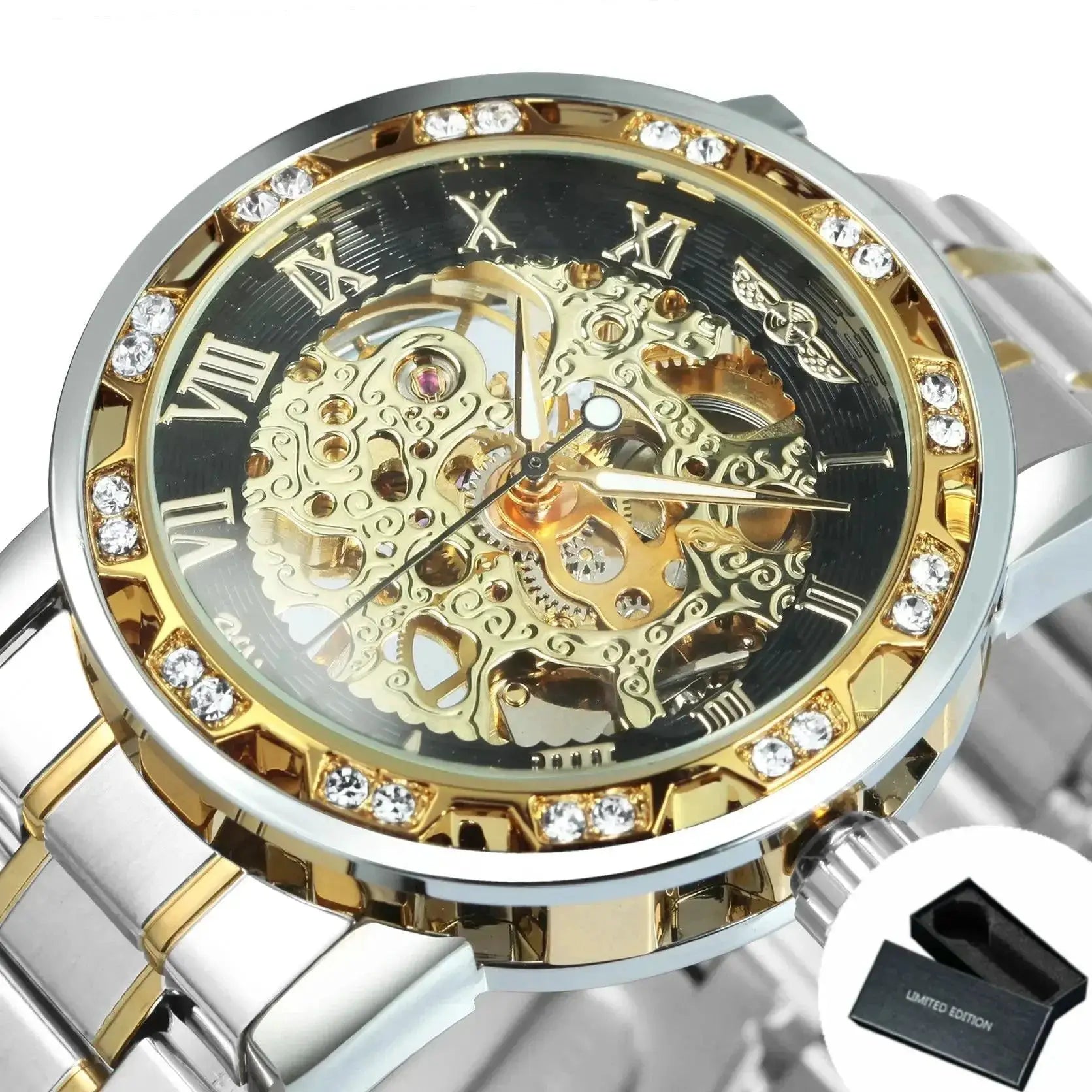 Diamond Skeleton Mechanical Watch Transparent Timepiece