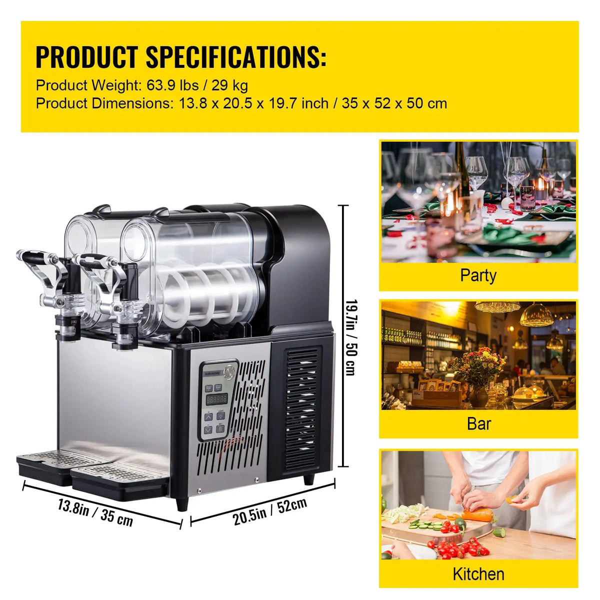 SucceBuy Commercial Slushy Machine Tank Frozen Drink Machine Cups — product view 7