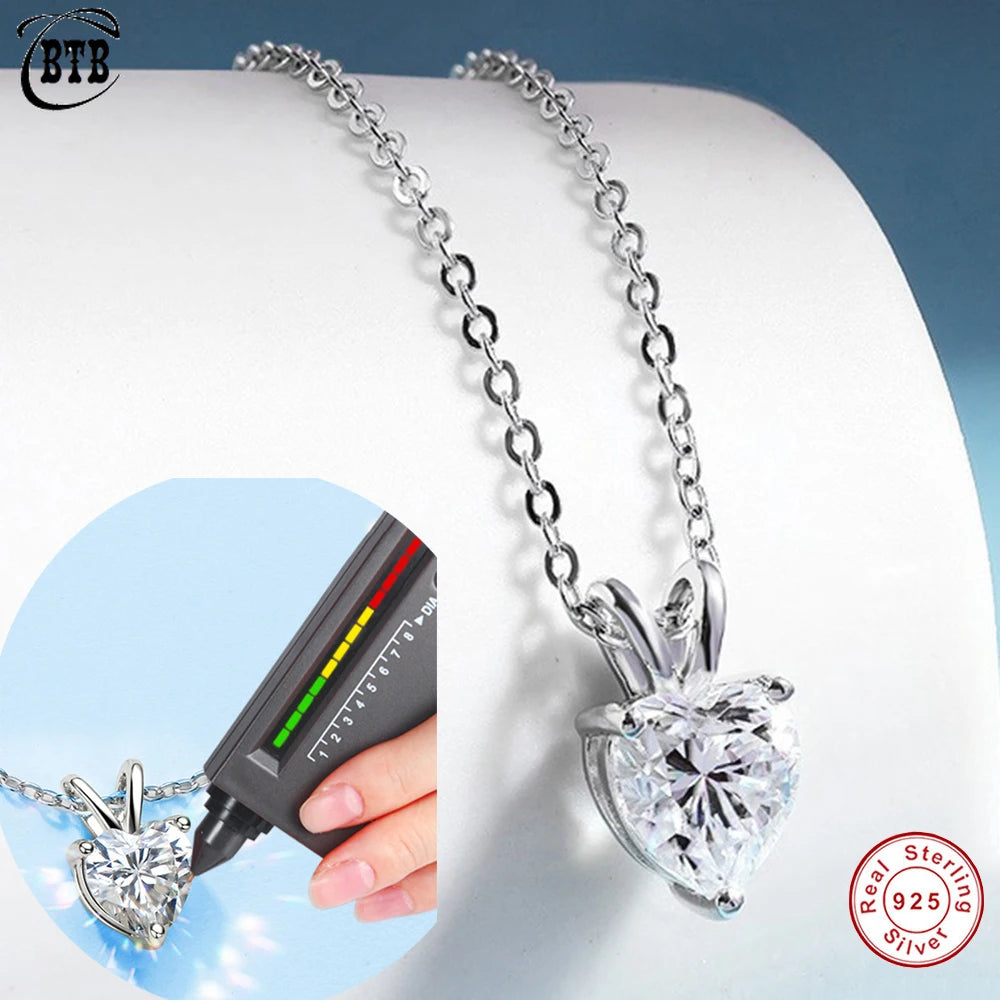 Heart Cross Moissanite Pendant Necklace in Sterling Silver — product view 1