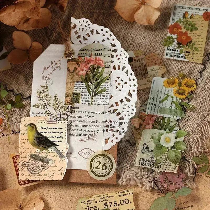 Vintage Floral Sticker Book for DIY Scrapbooking Joy