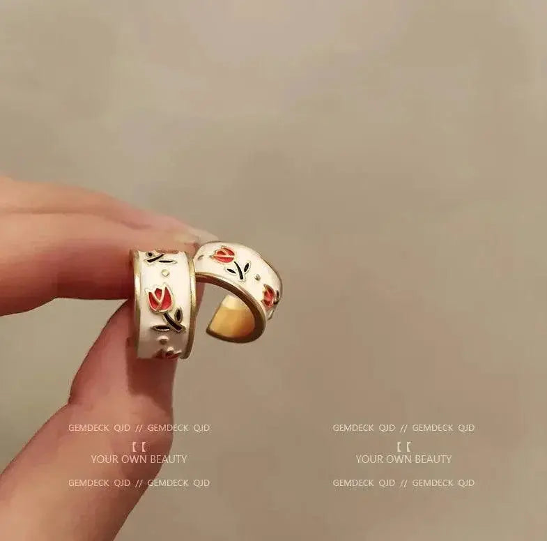 Vintage Tulips Drop Earrings for Women Fashion Jewelry