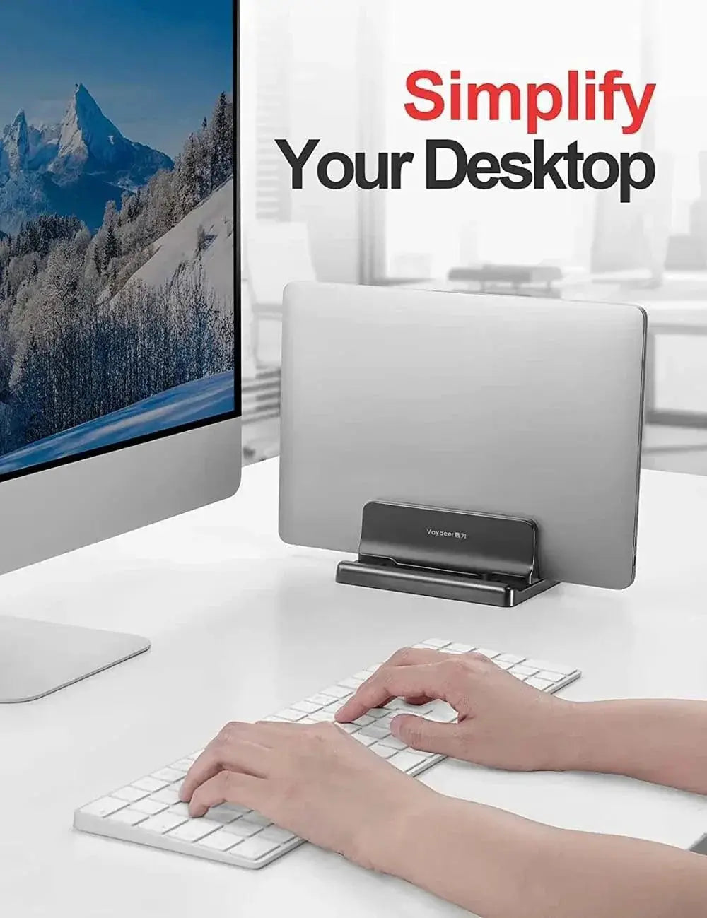 Vertical Laptop Stand Dual Slot Adjustable Dock Space Saver