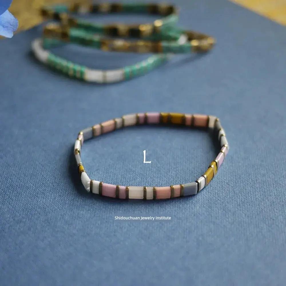 Colorful Miyuki Tila Bead Bracelet Imitating Stone