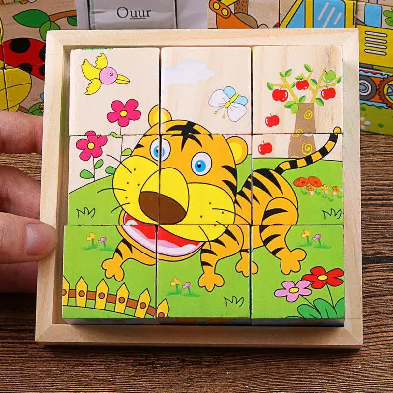 Wooden Blocks Puzzle Game Animal Fruit Traffic Theme Toy