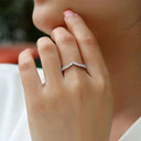 V Shape Crown Moissanite Stackable Ring