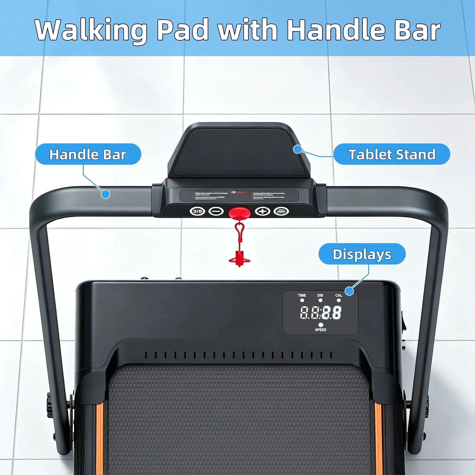3.0HP Foldable Treadmill with 12% Incline, 0.6-8MPH Quiet Motor, 330LBS Load Capacity, Shock Absorption Design, Foldable Handrail & Wheels, LED Display Tablet Holder, Multi-Mode Home Office Under Desk Walking Pad