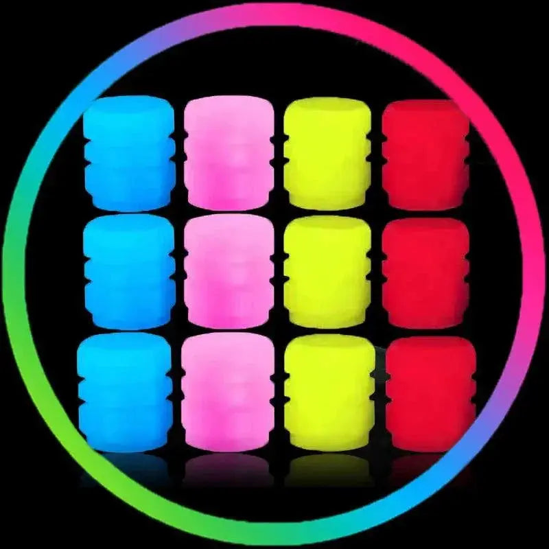 Luminous Glow Wheel Valve Caps 4 Pack For Night Visibility