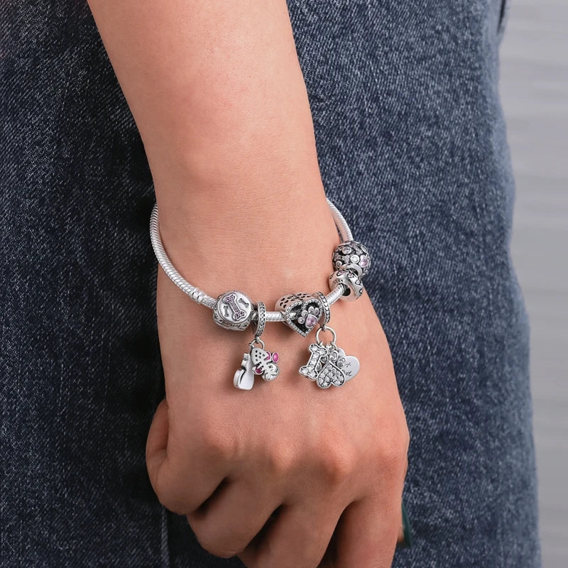 Silver Rainbow Flower Dragonfly Charm