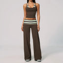 Women's Yoga Set Halter Crop Top Wide Leg Pants