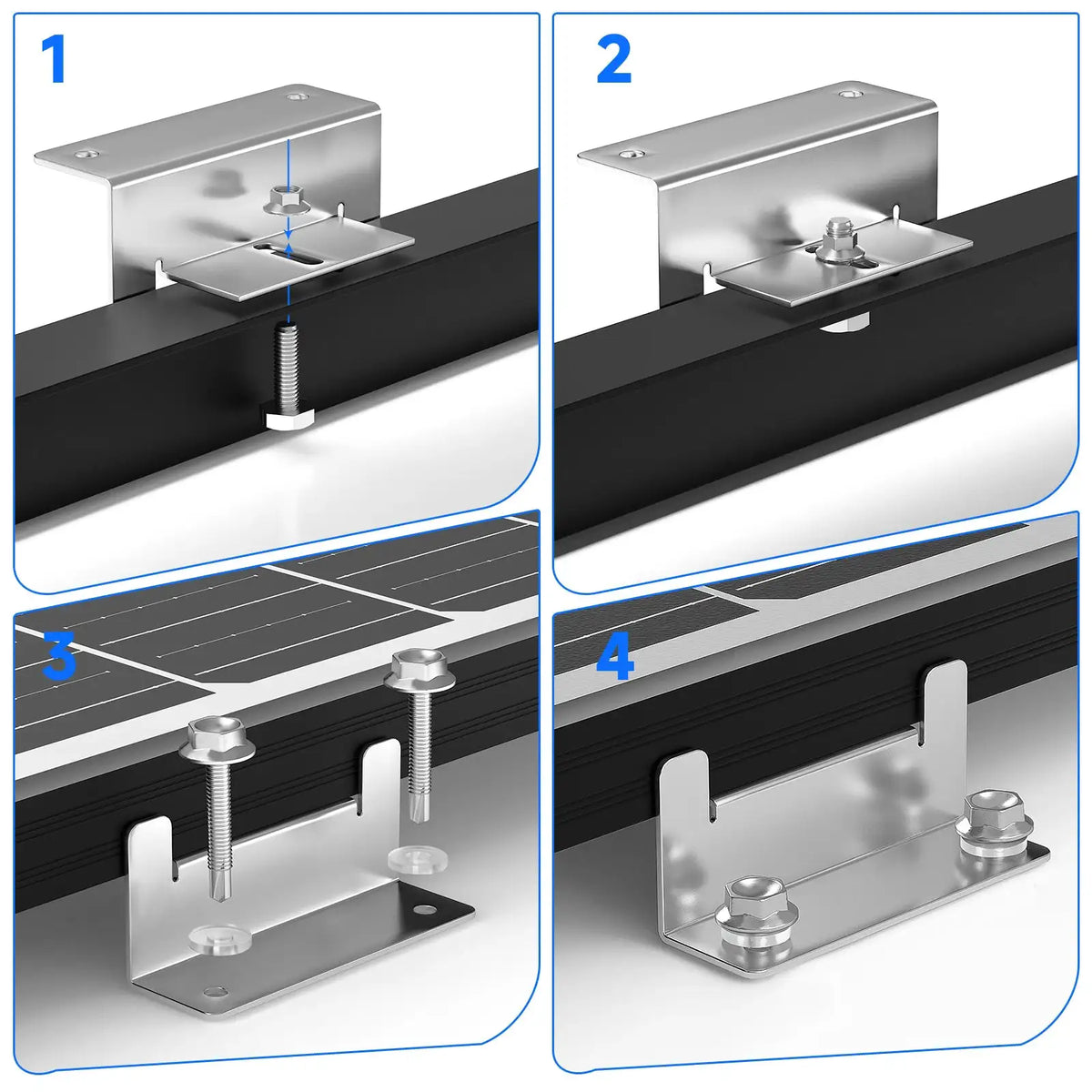RVPOZWER 32/16/12Pcs/Set Solar Panel Mounting Bracket Accessories Lightweight Aluminum For Roofs Backyards Off-Grid Applications
