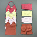 Women Seamless Yoga Set With Tummy Control Shorts