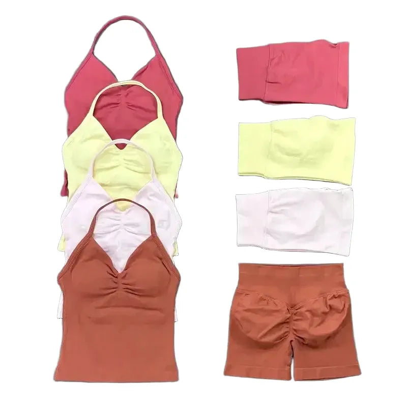 Women Seamless Yoga Set With Tummy Control Shorts — product view 1
