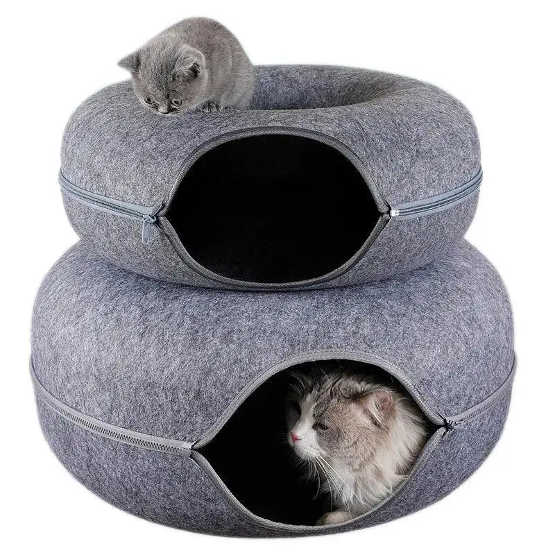 Interactive Donut Cat Bed And Tunnel Combo For Cats