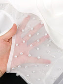 Elegant White Peplum Dress with Beaded Mesh for Events