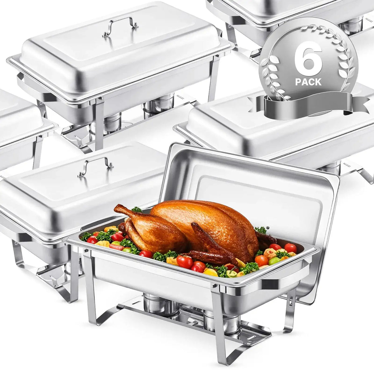 SucceBuy Qt Pack Chafing Dish Buffet Set Stainless Steel Chafer Rectangle — product view 1