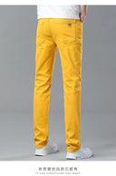 Four Season New Men's Yellow Jeans Fashion Business Casual