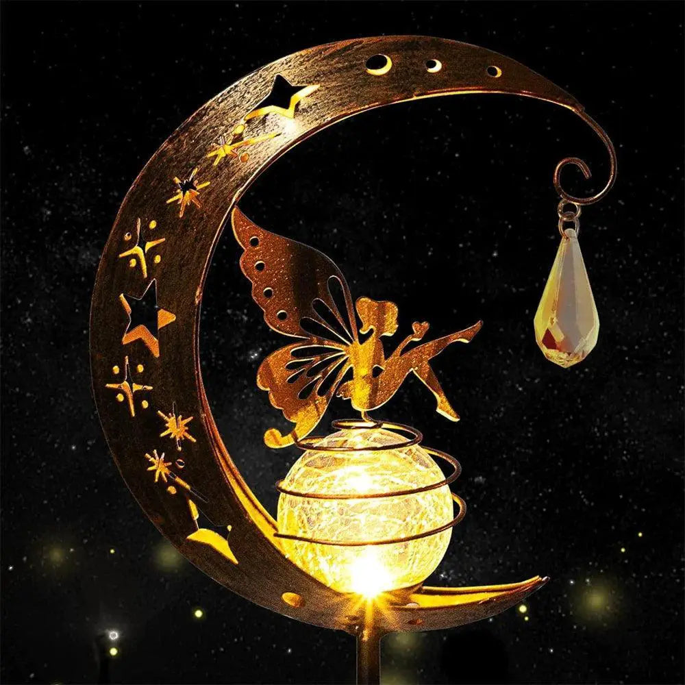 Outdoor Solar Moon Fairy Garden Flower Light Lantern