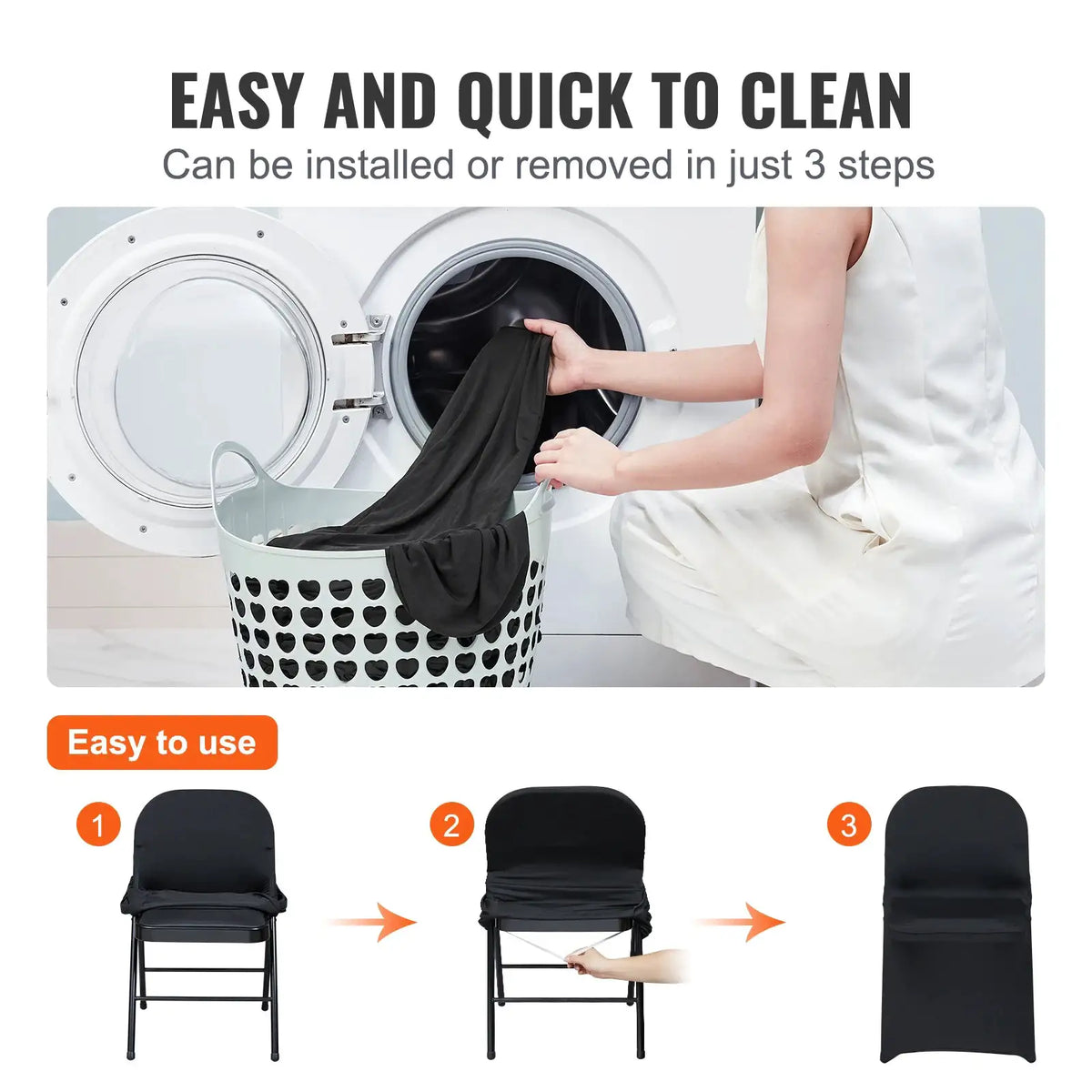 Black Stretch Spandex Chair Cover — product view 4