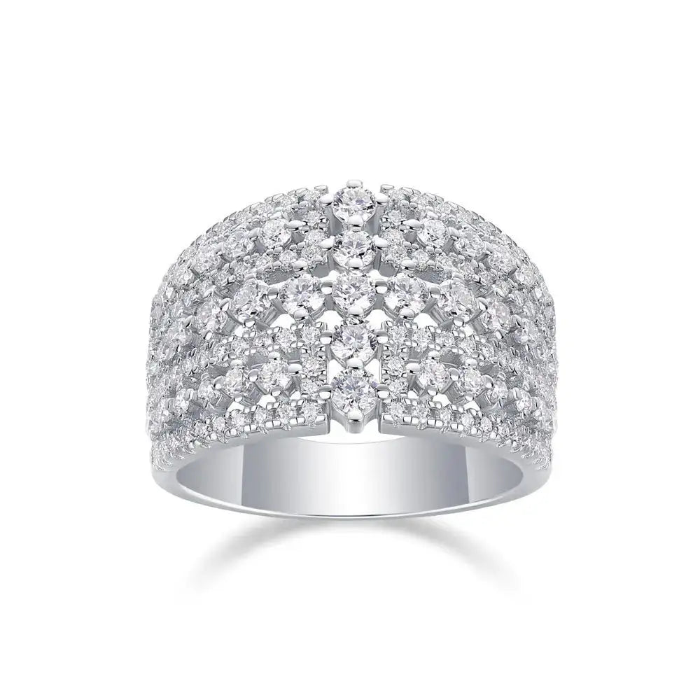 Elegant Sterling Silver Silver Moissanite Ring Style AOEFK — product image 5