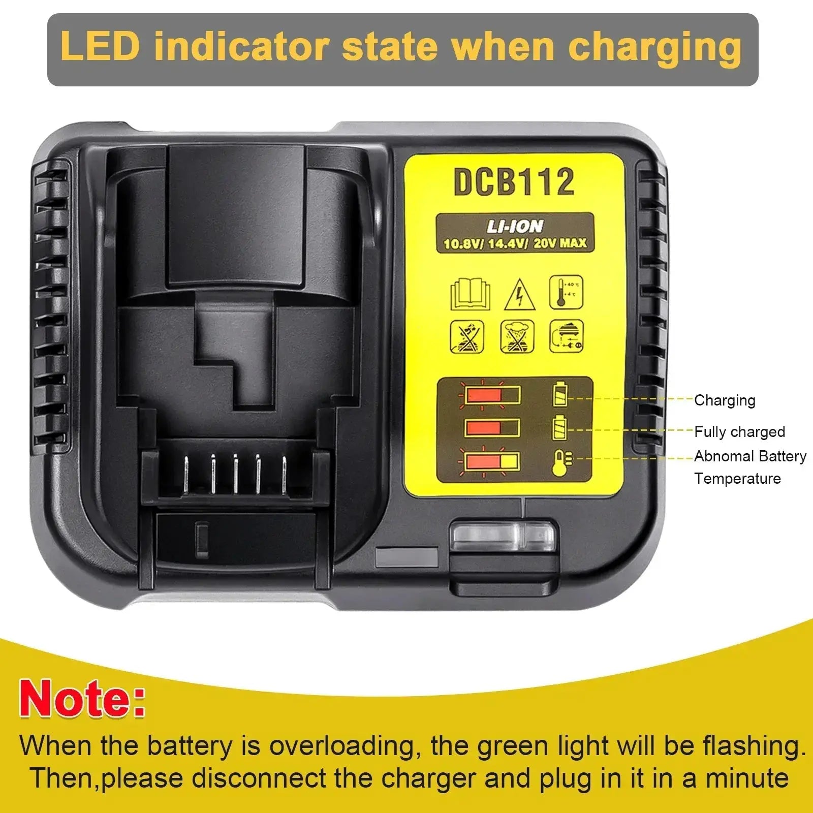 DCB112 2A Lithium Battery Charger for Tools Compact Design