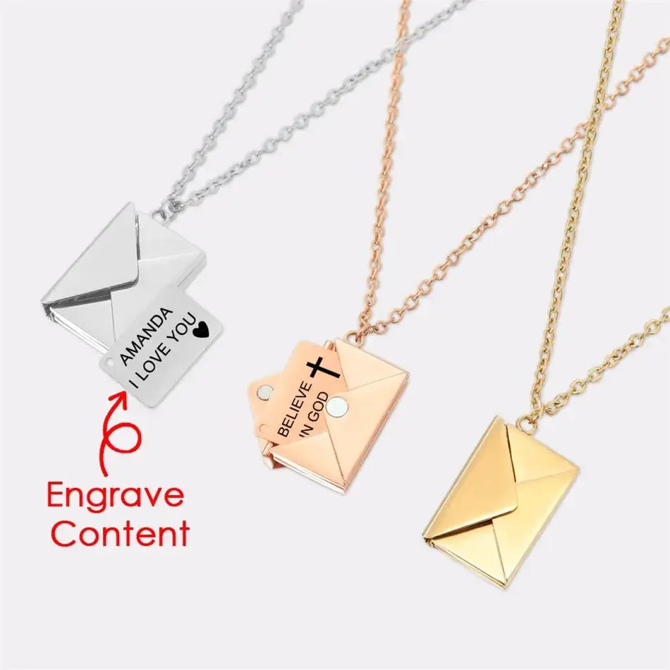 Custom Letter Envelope Necklace - Her — product view 10