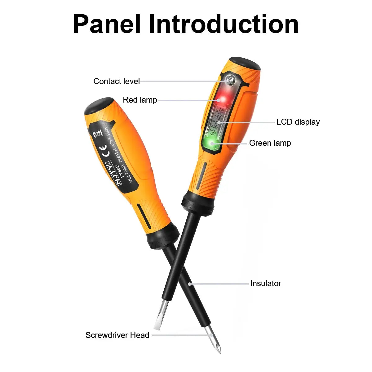 Non-Contact Screwdriver Voltage Tester Pen Live Wire Check Breakpoint Finder AC 12-220V LCD Display Screen Voltmeter NJTY LY86D