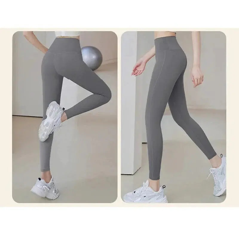 Sculpted Ribbed Yoga Leggings Fashionable High Waist Pants