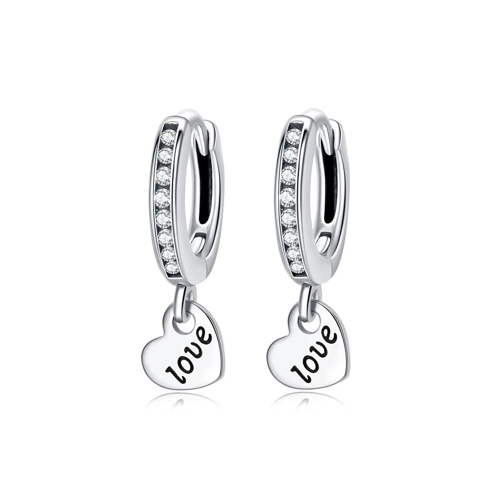 Sterling Silver Hoop Earrings Crystal