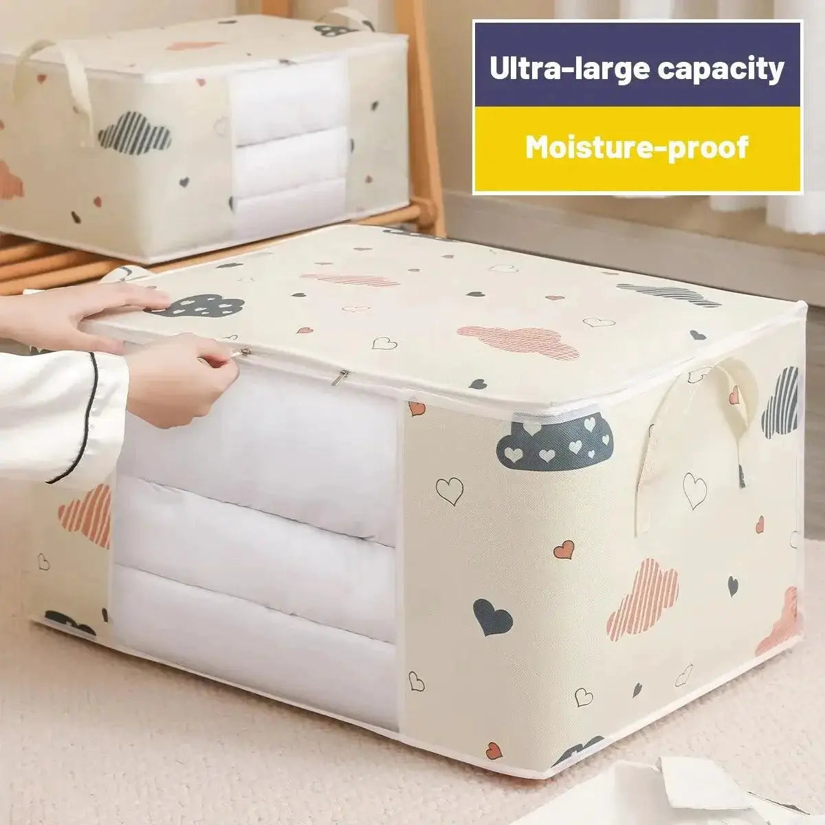 Large Quilted Storage Bag For Clothes And Bedding Organizer