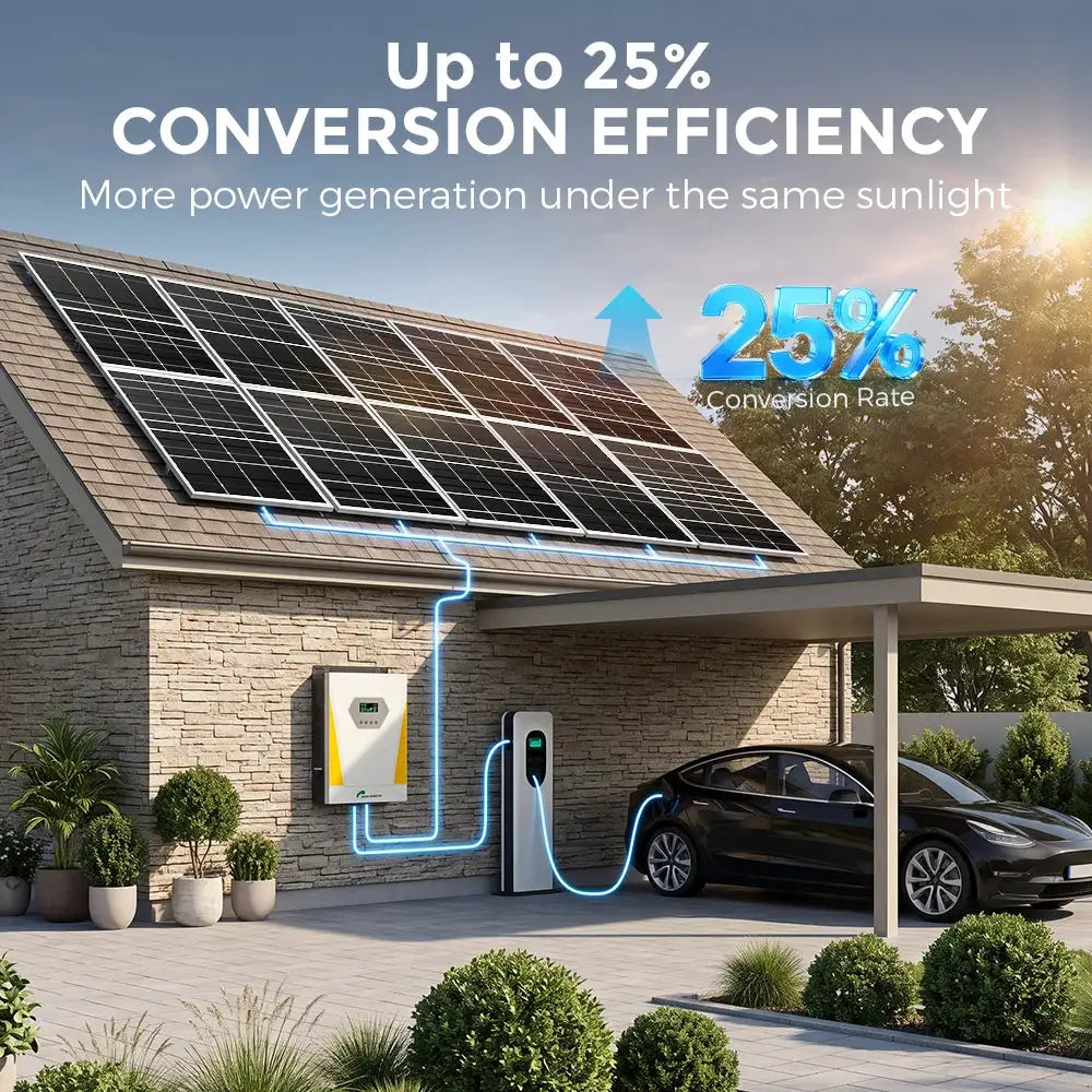 RVPOZWER 300W Solar Panels 10BB N-Type Monocrystalline 25% High Efficiency for RV Home Rooftop Off Grid Systems Trailer Boat Use