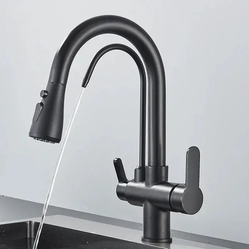 Quyanre Matte Black Filtered Crane Kitchen Faucet Series