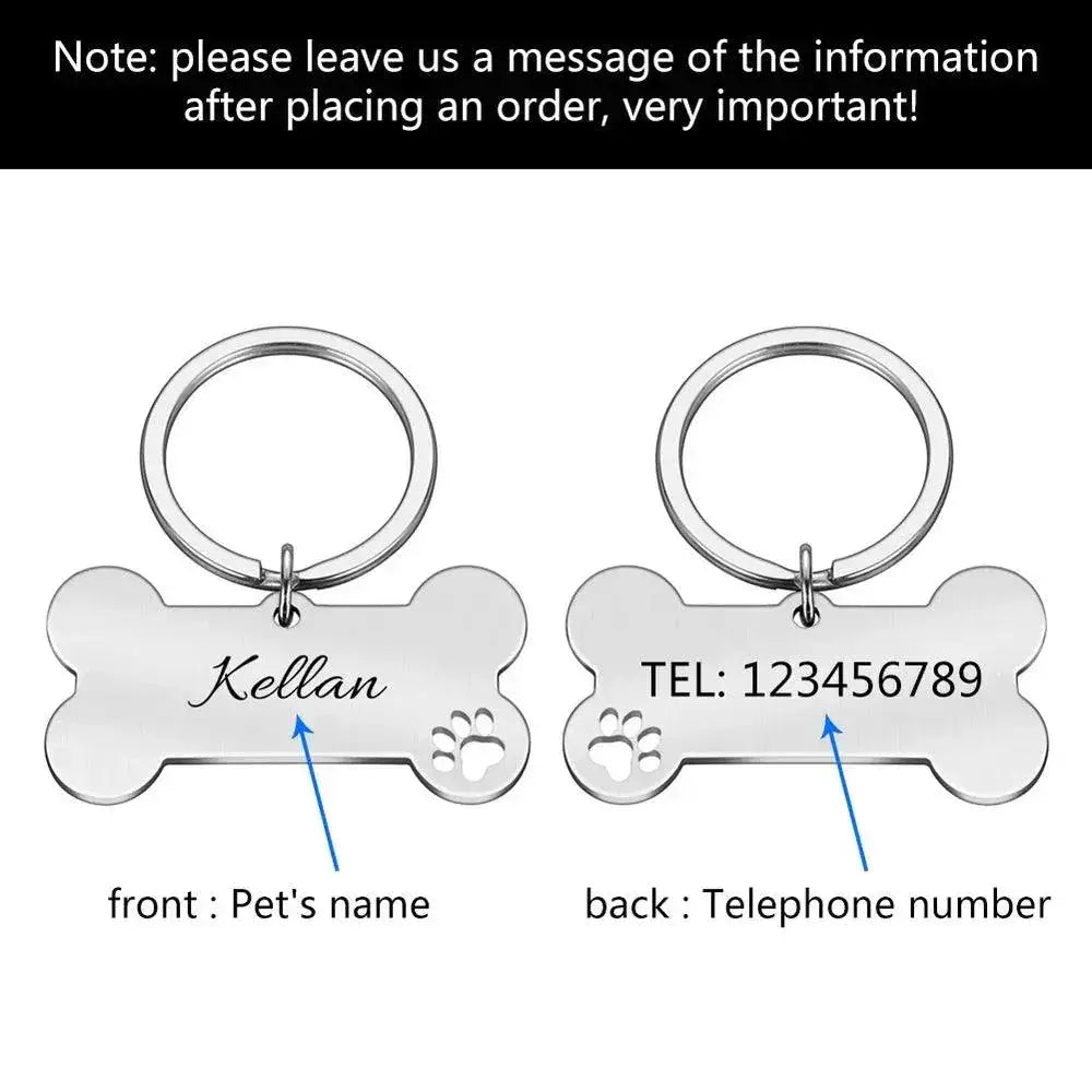 Personalized Pet Identification Tag Engraved Bone Pendant