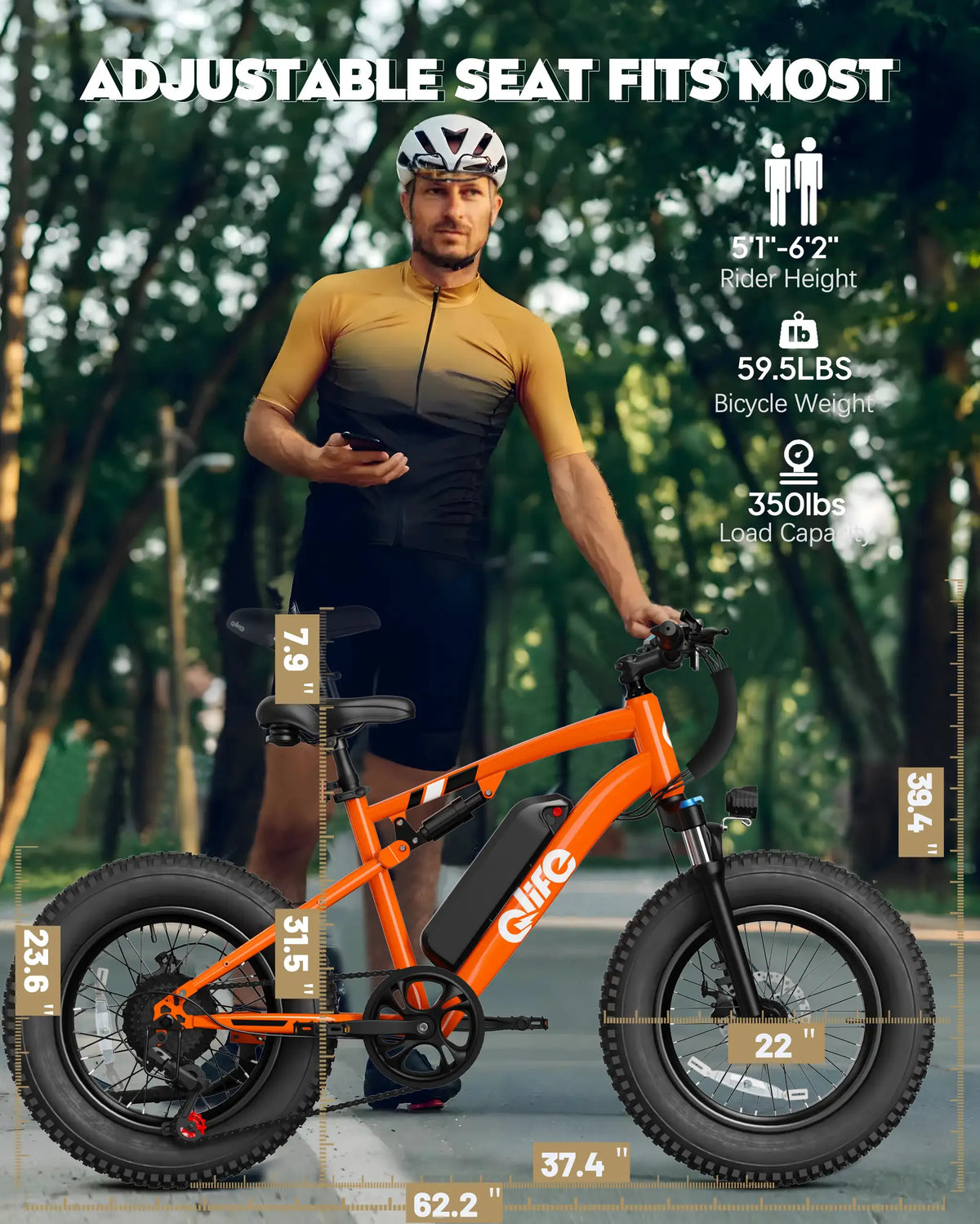 Qlife Fat Tire Ebike - Mile Range — product view 6