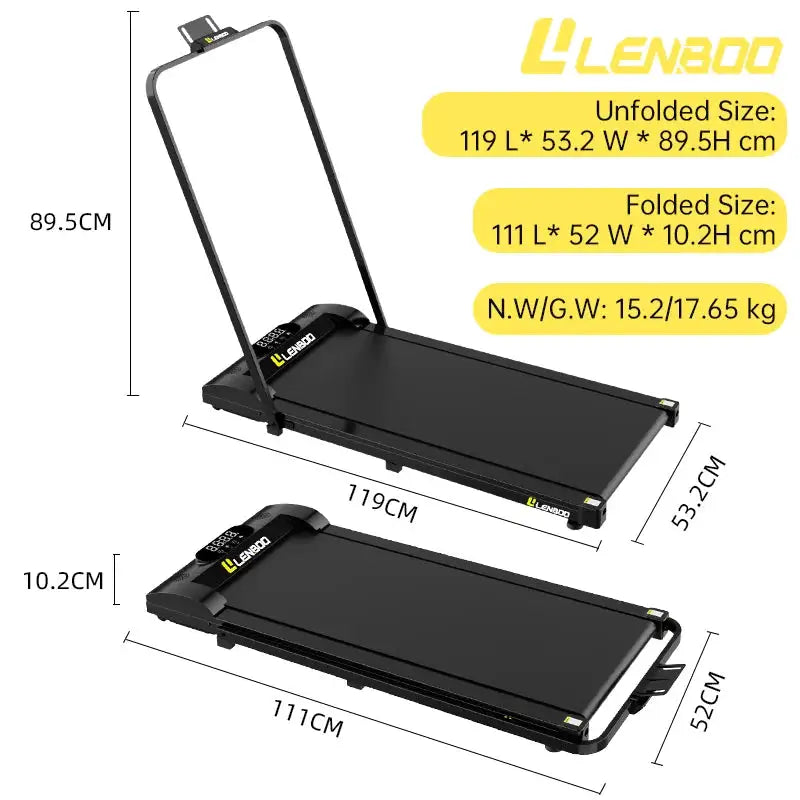 Portable Home Fitness Running Machine Foldable Electric Walking Pad with Remote Handle Incline Workout Treadmill