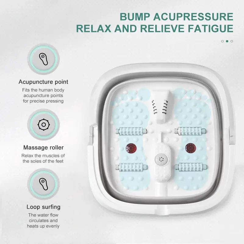 New Arrival Foldable Electric Foot Spa Tub Heating Bubble Roller Massage Household Portable Foot Bath Massager